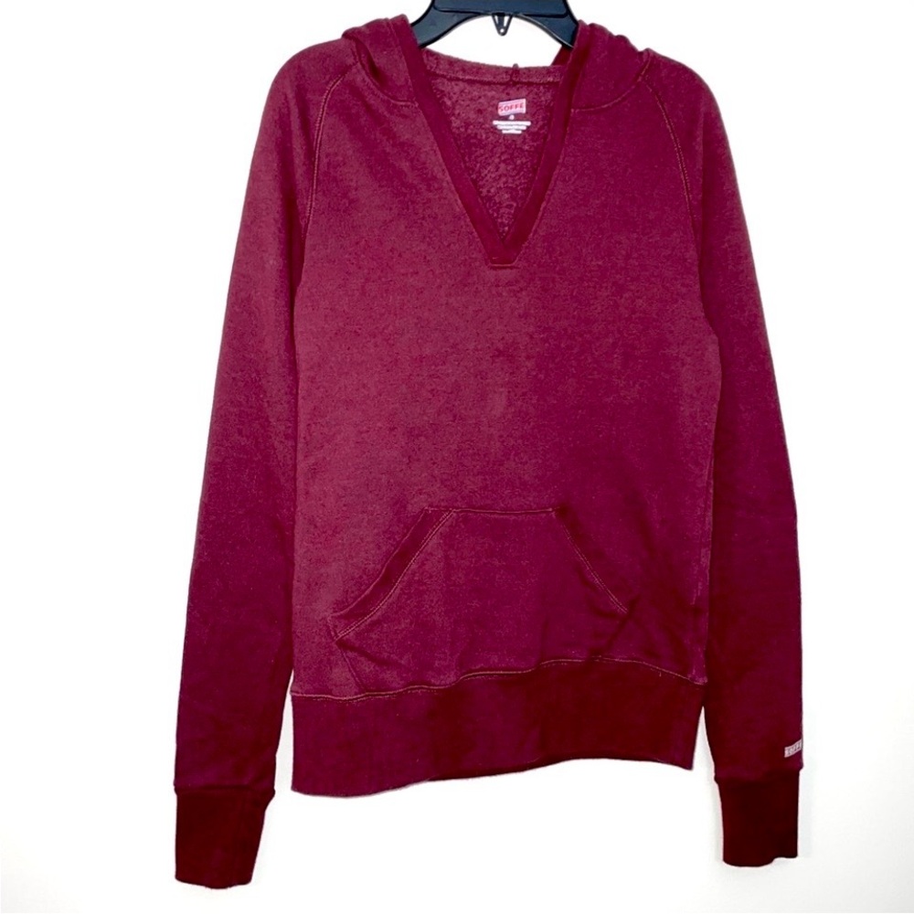 Y2K Soffee Hoodie Sweatshirt Small Pullover Maroon Pocket